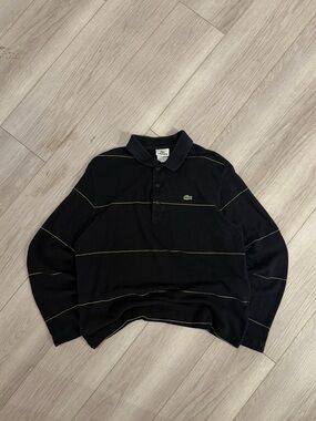 Lacoste Black Polo Shirt with Thin Yellow Stripe